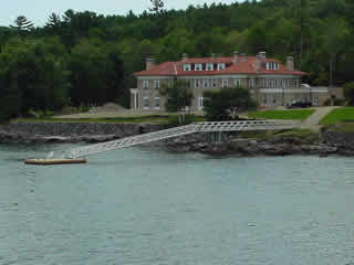 Aluminum pier and gangway on Frenchman's Bar, Bar Harbor, ME