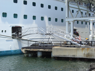 Crown Princess crew boarding system docked at the Brooklyn Cruise Terminal, Pier 12.