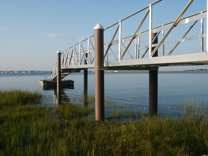 Aluminum gangway and pier, from below