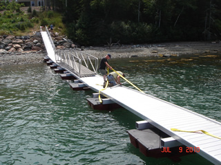 Securing the floating walkway