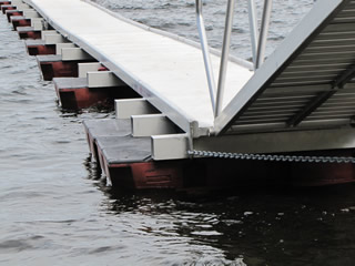 Piano hinge on floating walkway