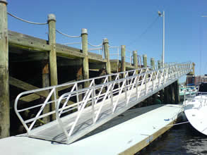 Steamboat Wharf heavy duty aluminum gangway in Hull, MA.