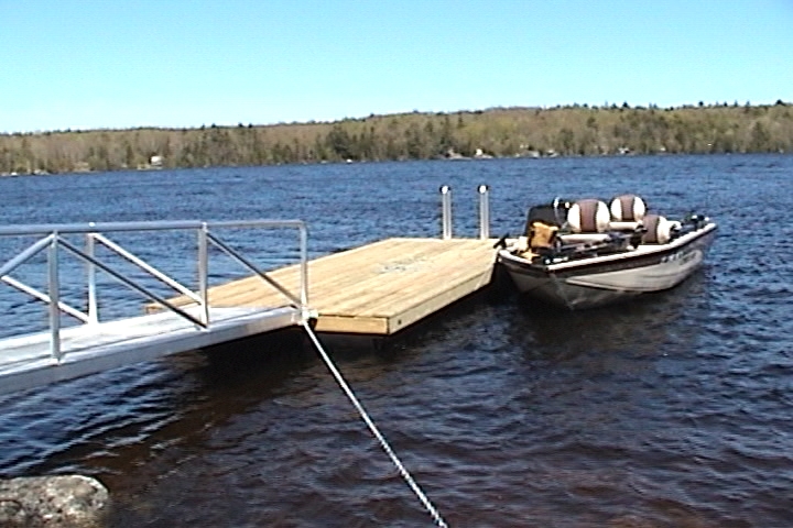 30 foot gangway attached to float by piano hinge