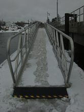 The aluminum gangway is 80 feet long and 4 feet wide.