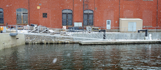 US Navy Portsmouth Navel Shipyard, Kittery, ME with Superior Docks aluminum gangway.